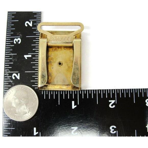 "B" Initial Signed Pioneer Vintage Belt Buckle Gold Tone MOP Small 1"x2" - Picture 6 of 10